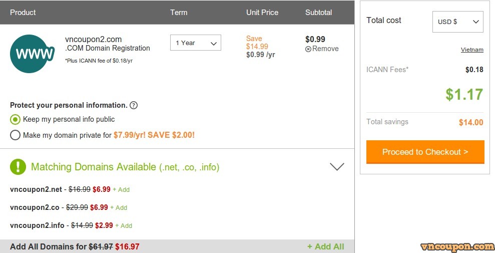 GoDaddy – Only $0.99 domain .com registration Sep 2014