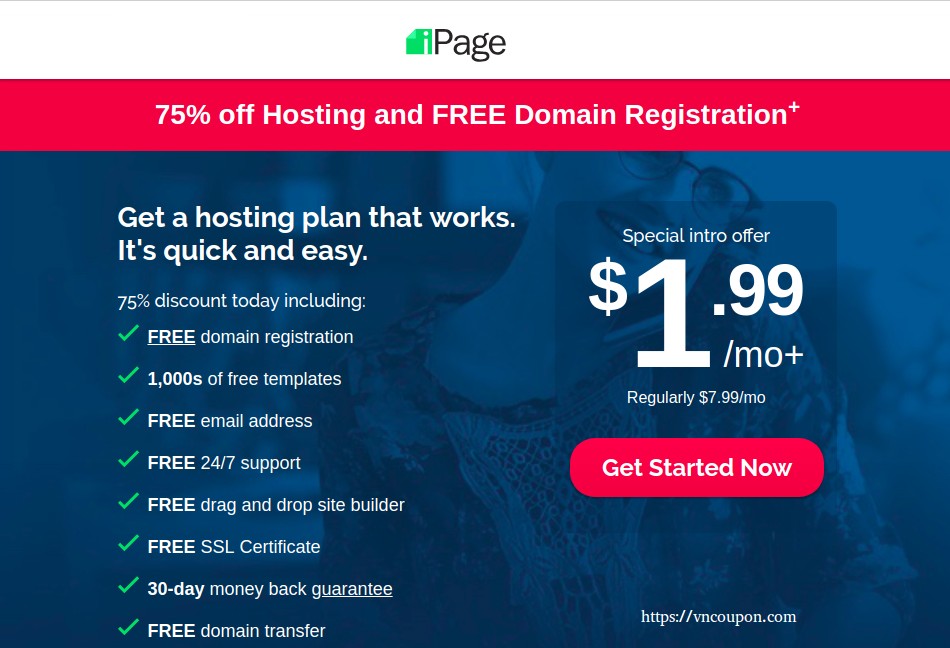 iPage – 75% OFF Web Hosting only $1.99/month – $100 free Ad Credits for Google & Bing