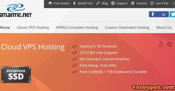 Atlantic.net - Cloud SSD VPS only $0.99/month