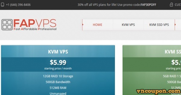 FAPVPS – Special KVM VPS Plan 256MB + 256MB of RAM only $18