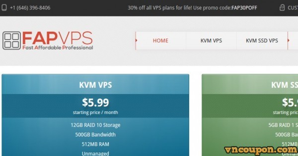 FAPVPS - Special KVM VPS Plan 256MB + 256MB of RAM only $18