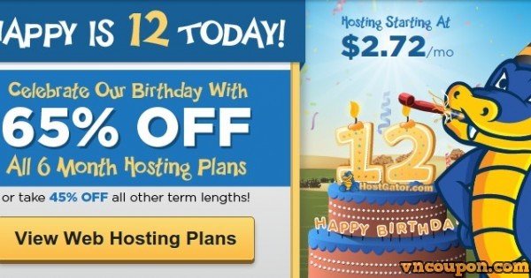 Hostgator - Birthday Sale Up To 65% Off New Hosting