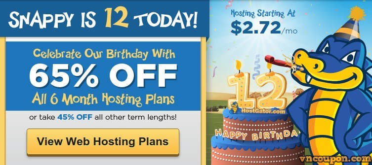 Hostgator – Birthday Sale Up To 65% Off New Hosting