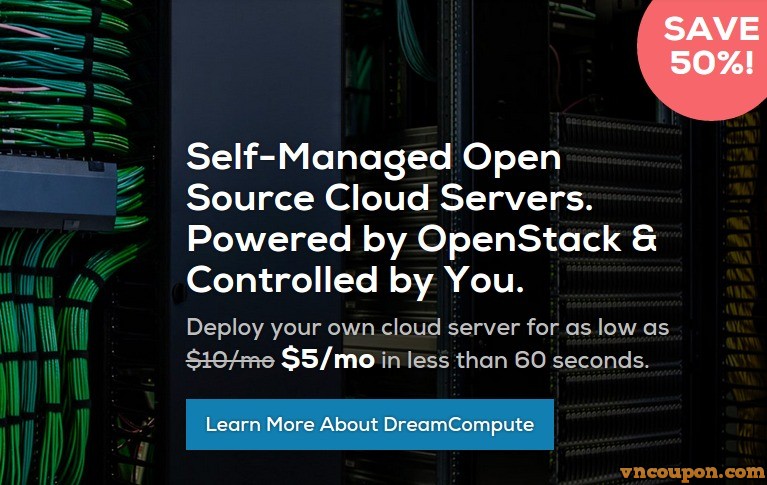 DreamCompute – DreamHost offer 50% Cloud VPS from $5/mo
