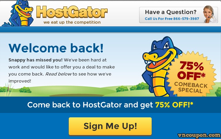 Hostgator – 75% off all shared hosting plans – Welcome Back Special Promotions