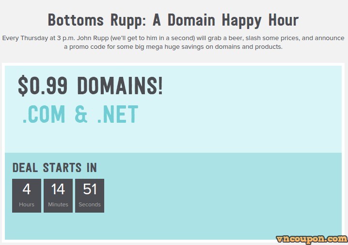 Name.com – Domain Happy Hour Sale- only $0.99 .COM/.NET