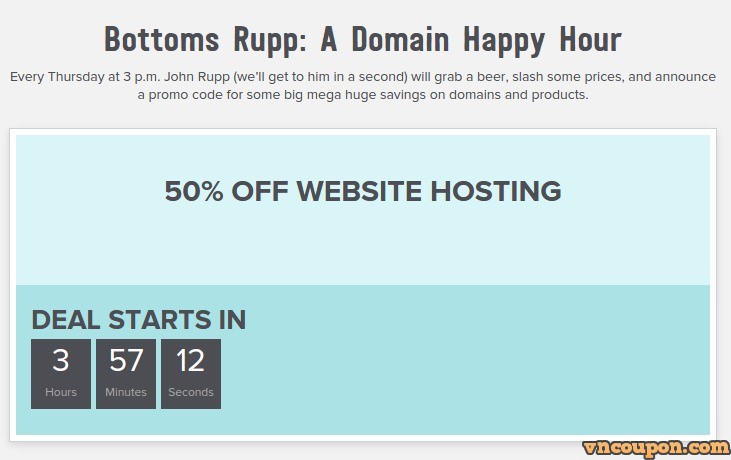 Domain.COM Domain Happy Hour – 50% OFF Web Hosting