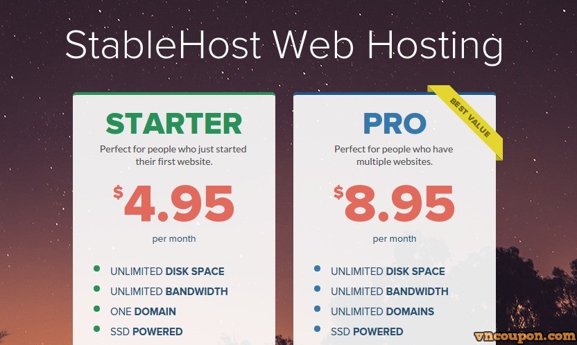 StableHost – Web Hosting Coupon Code only $0.01 for the first month