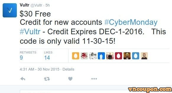[Cyber Monday 2015] Vultr - $30 Free Credit for new accounts