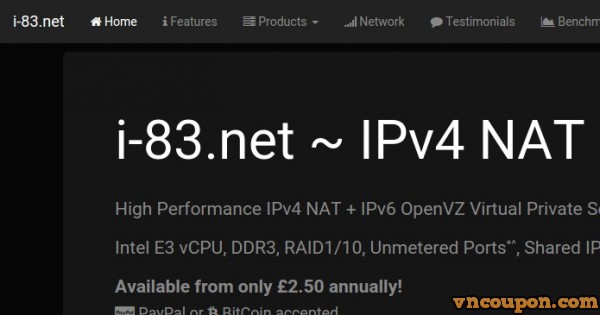 i-83.net - High Performance IPv4 NAT VPS - New Location New Delhi, India & Singapore from £2.50/year - Unmetered Port