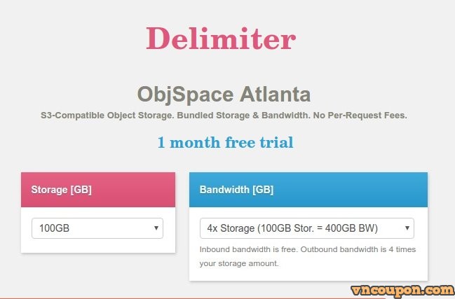 Try Delimiter ObjSpace 100GB Plan for Free (1 month trial) – $99/3 Years 2TB Storage (92% off)