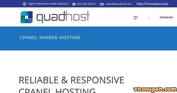 QuadHost UK cPanel Shared Hosting from £5/year! SSD/ Dedicated IPv4/ DDoS Protected