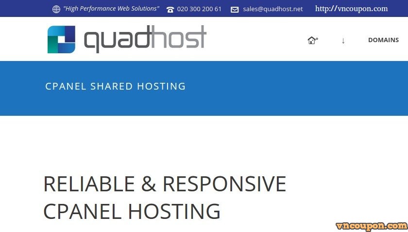 QuadHost UK cPanel Shared Hosting from £5/year! SSD/ Dedicated IPv4/ DDoS Protected
