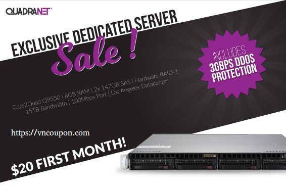 QuadraNet – DDoS Protection Dedicated Server only $39/month in Los Angeles, USA