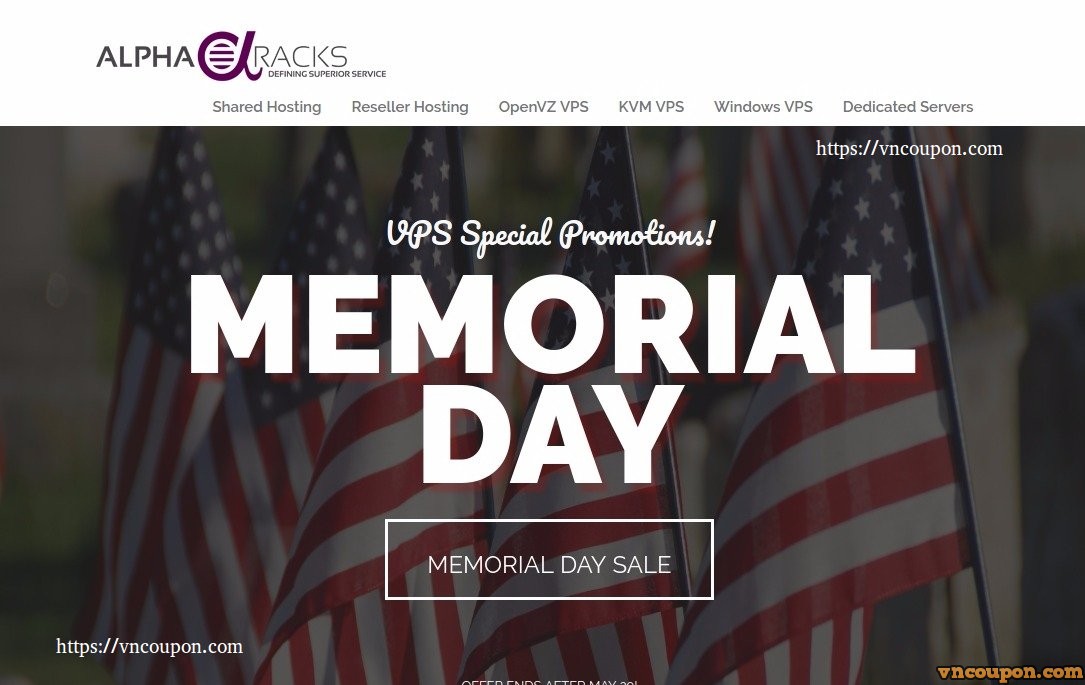 [Memorial Day 2017] AlphaRacks Exclusive Offers – Linux VPS From $10 USD/Year – Window VPS 1GB RAM only $6.85/month