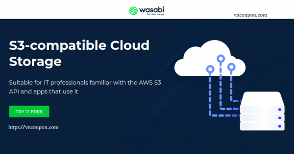 Wasabi 1tb Cloud Storage Only 60 Year S3 Api Compatible Vn Coupon