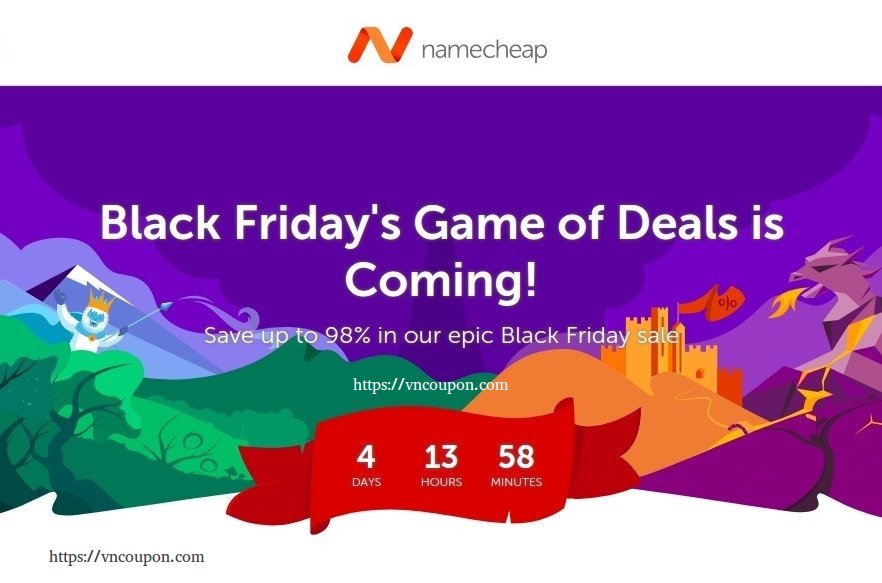 [Black Friday/Cyber Monday 2018] Namecheap – Save up to 98% on Domain, Hosting, SSL and Private Email