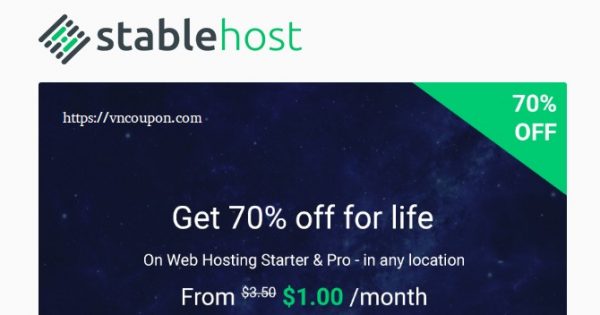 StableHost Coupon & Promo Codes in August 2019 – Super Offer – 70% off for life on Web Hosting!