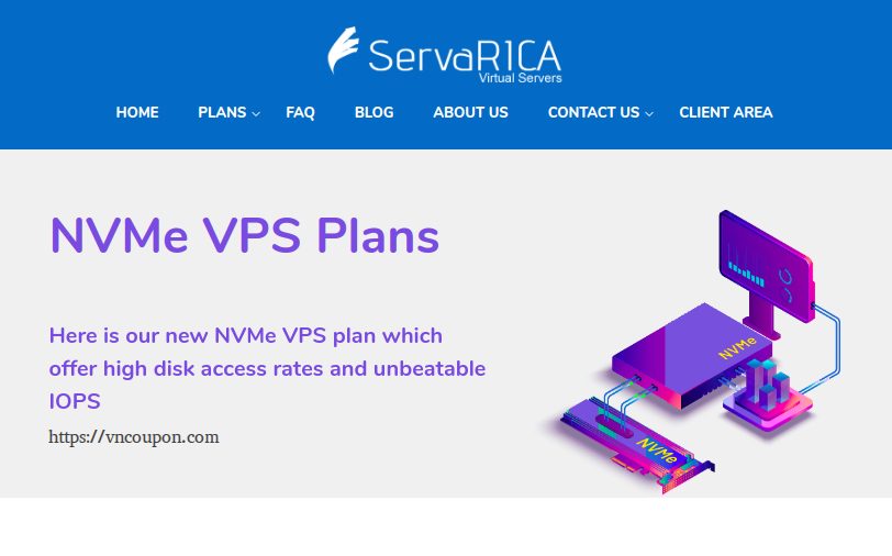 ServaRICA – 6GB RAM & 80GB NVMe VPS only $7/month