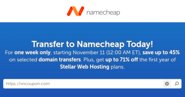 Namecheap Coupon & Promo Codes for November 2019 – Save up to 45% Domain Transfer