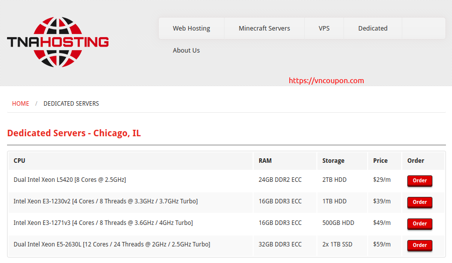 TNAHosting – Dedicated Servers offers from $24/month