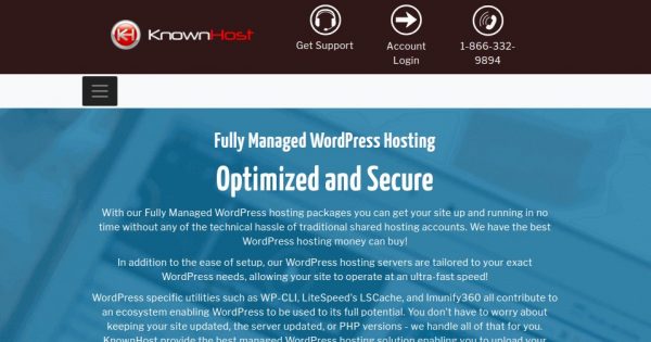 KnownHost - 50% OFF Fully Managed WordPress Hosting