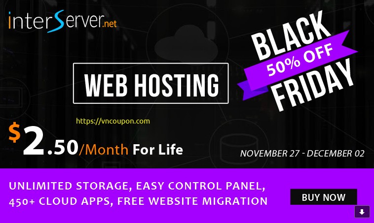 [Black Friday 2020] Interserver – 50% OFF Web Hosting