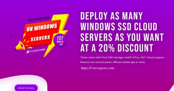 [2021 Flash Sale] CloudCone - Exclusive Windows Cloud Servers Offers - 20% OFF in the first month!