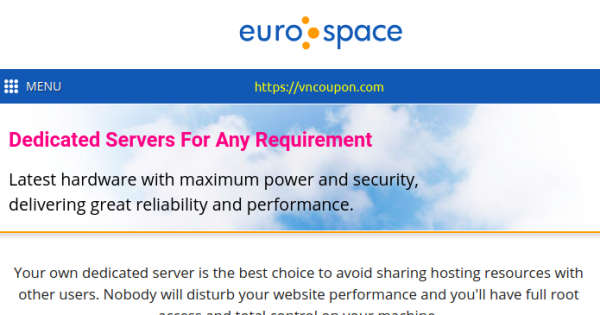 Euro-Space - Special Dedicated Server -  Intel Xeon E3-1230 / 32GB RAM / 2 X 240GB SSD / only €59.95/month in the UK
