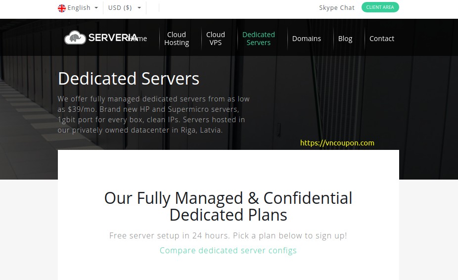 Serveria – Fully Managed Dedicated Servers in Latvia, EU from $19/month