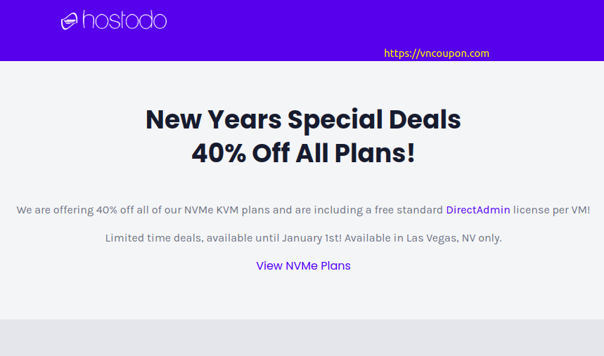 [New Year 2021] Hostodo – 40% Off NVMe KVM VPS from $11.99/Year + Free DirectAdmin License