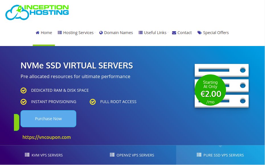 Inception Hosting – New NVMe KVM VPS in Amsterdam & UK from €2.00/month – 25% Off Coupon