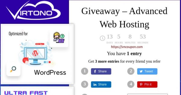 Your chance to grab a FREE Hosting with Virtono