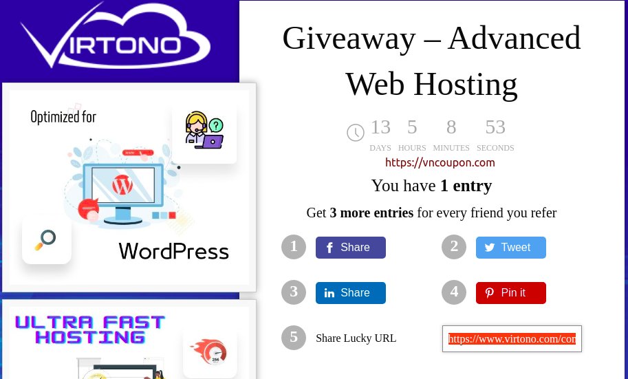 Your chance to grab a FREE Hosting with Virtono