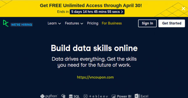 DataCamp - FREE unlimited access through April 30! Learn R, Python & Data Science Online