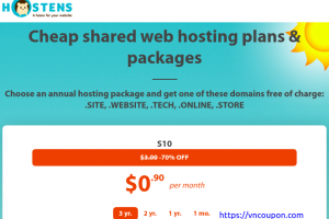 Hostens is offering 70% OFF on Shared Hosting Plans