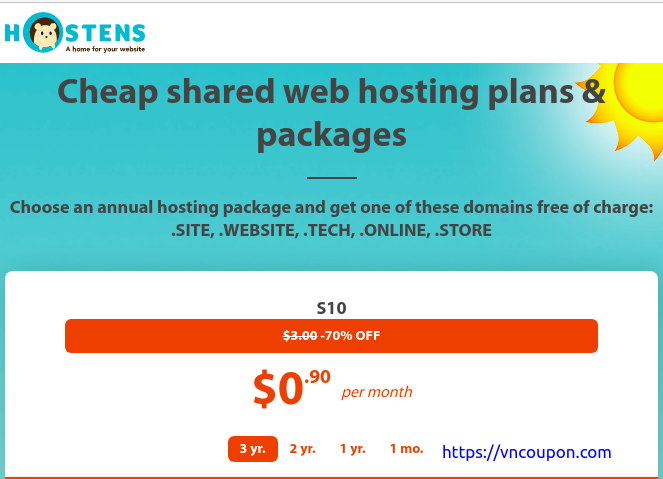 Hostens is offering 70% OFF on Shared Hosting Plans