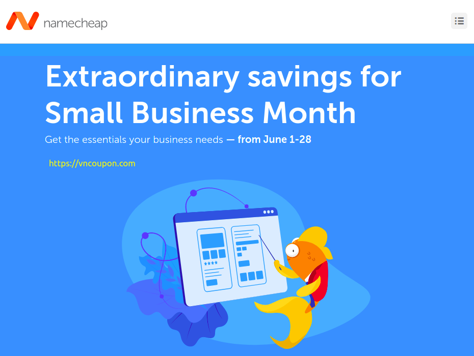 Namecheap Small Business Month Sale – Up to 97% off Domains & 67% off Hosting & Email – .COM Registration only $6.98 /year