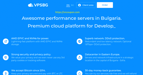 VPSBG - 50% Off Cloud VPS from €5/month in Bulgaria