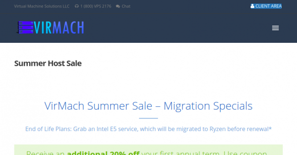 [Summer Sale] VirMach - Special Ryzen VPS Offers from $9/Year - Additional 20% off your first annual term