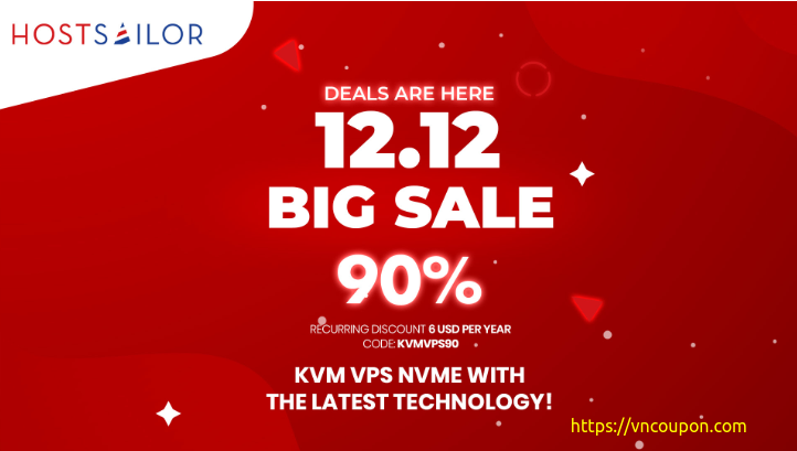 [12.12 Mega Deal] HostSailor – Get Your KVM VPS NVMe at 90% Recurring Discount