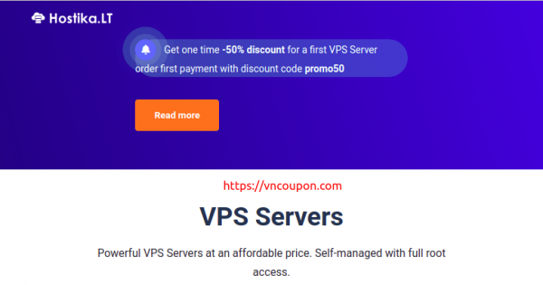 Hostika.LT - 50% One Time Discount on KVM VPS