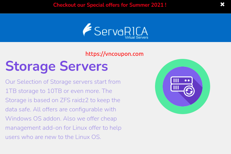 [Summer Sale] ServaRICA – Special Shared Hosting & Storage VPS offers on Summer 2021