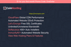 CainHosting – 10% Off Shared Hosting Offers – $1 for your first month