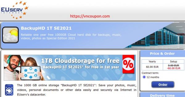 EUServ.com! Free 1TB of Cloud Storage for 1 year