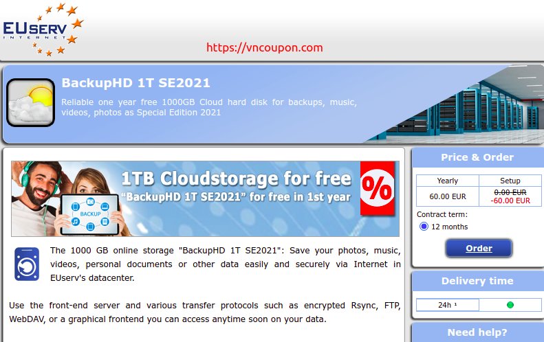EUServ.com! Free 1TB of Cloud Storage for 1 year