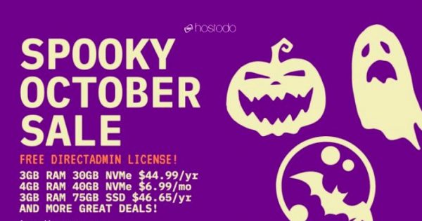 Hostodo Spooky October Sale - NVMe KVM VPS Promo from $44.99/Year (2 vCPU +  3GB RAM + 30GB NVMe Space)