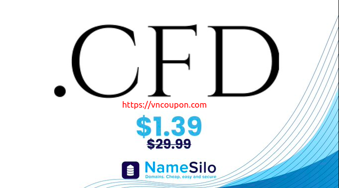 Get your .CFD domain name for only $1.39 (regular price $22.99) at NameSilo!