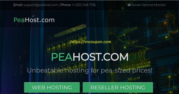 PeaHost - Shared Hosting from $2/month - 10% Off Coupon
