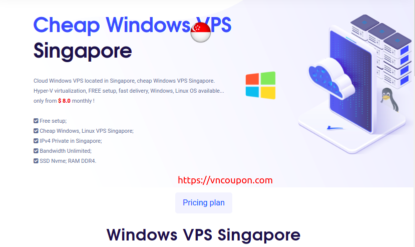 VPSServerUSA – Cheap Singapore Windows VPS Offers from $8/month – Bandwidth Unlimited | SSD Storage